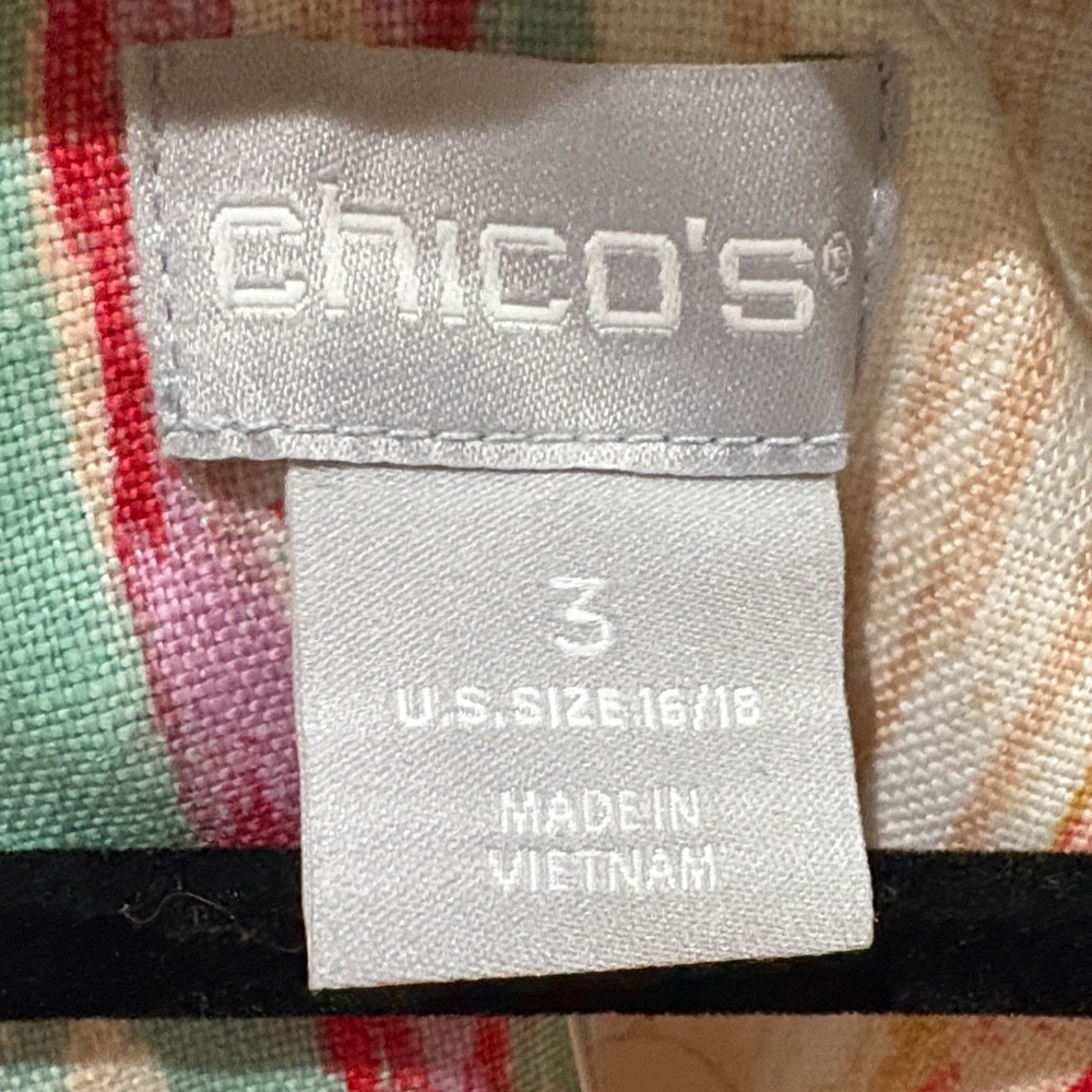 Chico's Vibrant Patterned Cardigan with Lace Trim - Picture 5 of 6
